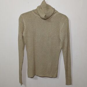 Karen Kane Metallic Gold Turtleneck Sweater Women's Size Medium